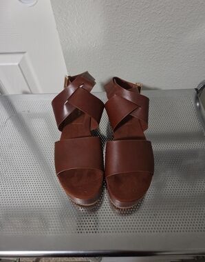 Kelsi Dagger Brown Strappy Wedge Sandals